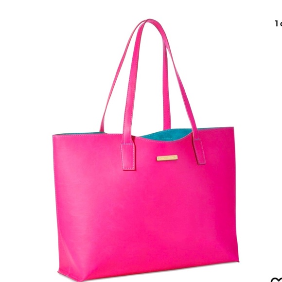NEW Juicy Couture Large Tote Bag in Pink  with suede blue lining and gold logo - Picture 1 of 15